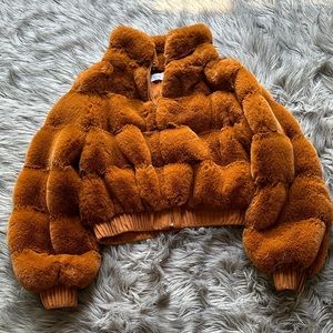 Oh Polly Icon Faux Fur Bomber Jacket